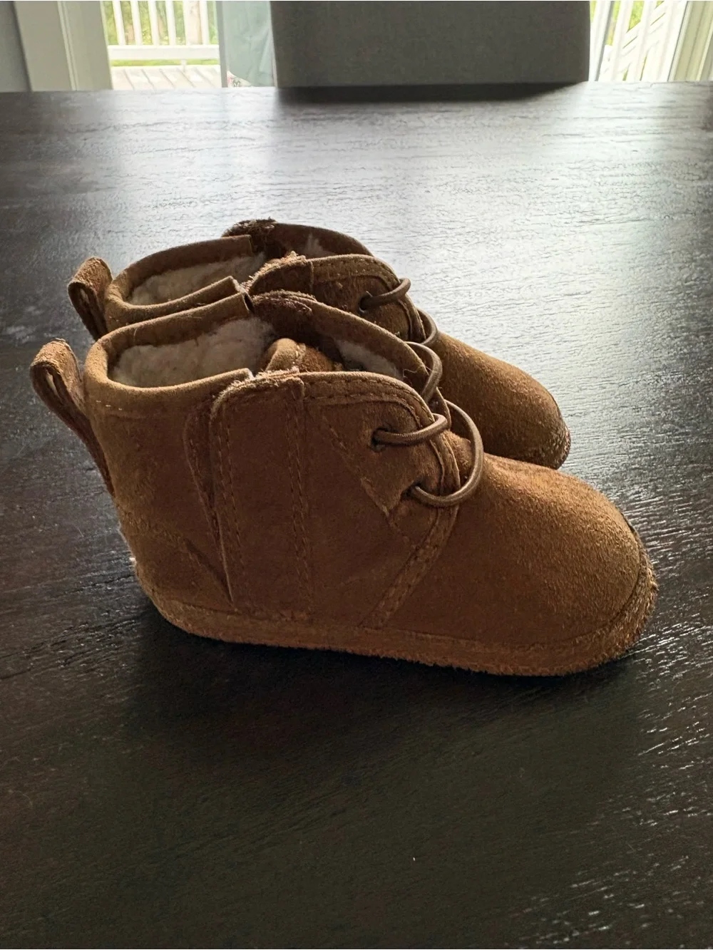 Kids Cozy Lined Suede UGG Boots - Chestnut Brown
